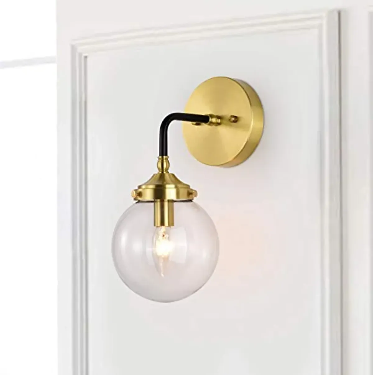 Jojospring Single Light Antique Gold Wall Sconce with Clear Glass Globe LJ-6087-WCW