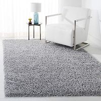 SAFAVIEH August Shag Collection 6'7" Square Silver AUG200G Solid Non-Shedding Living Room Bedroom Dining Room Entryway Plush 1.5-inch Thick Area Rug