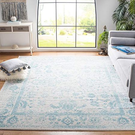 SAFAVIEH Adirondack Collection 9' x 12' Ivory / Light Blue ADR109L Oriental Distressed Non-Shedding Living Room Bedroom Dining Home Office Area Rug