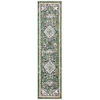 SAFAVIEH Madison Collection 2'2" x 12' Green / Turquoise MAD474Y Boho Distressed Medallion Non-Shedding Living Room Bedroom Runner Rug