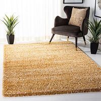 SAFAVIEH Hudson Shag Collection 5'1" x 7'6" Gold / Ivory SGH295D Modern Abstract Non-Shedding Living Room Bedroom Dining Room Entryway Plush 2-inch Thick Area Rug
