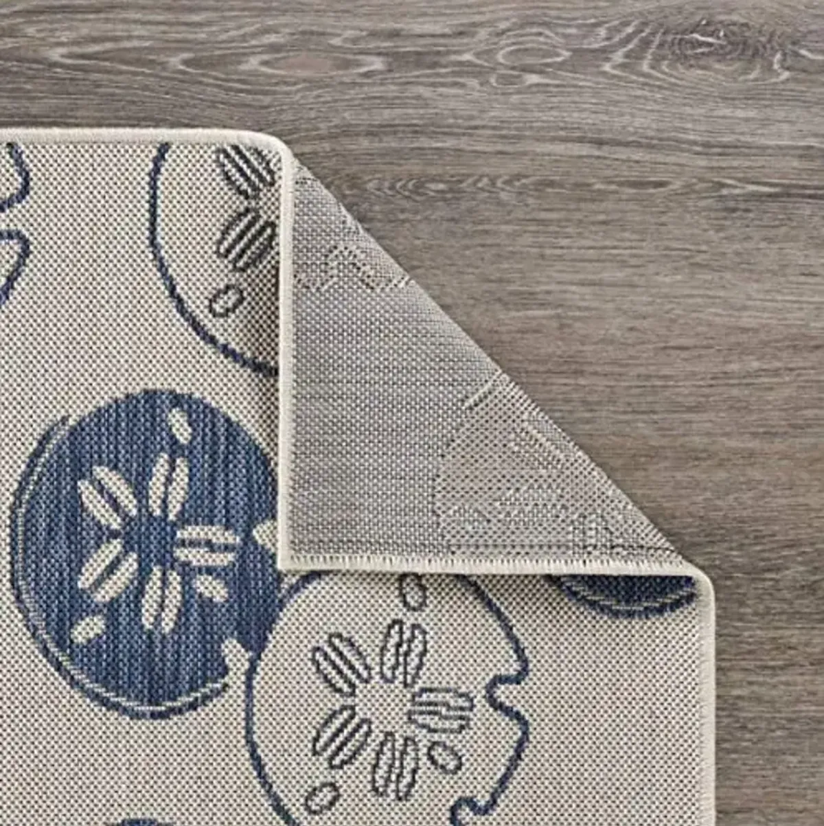 LR Home 8' x 10' Indoor/Outdoor Area Rug for Home Decor | Coastal Geometric Carpet Suitable for Living Room, Bedroom, Playroom, Patio, Garden | Durable Performance Farmhouse Rug | Gray/Navy