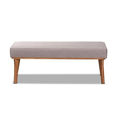 Baxton Studio Grey Fabric Upholstered and Brown Finished Wood Dining Bench