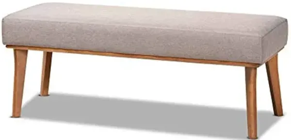 Baxton Studio Grey Fabric Upholstered and Brown Finished Wood Dining Bench
