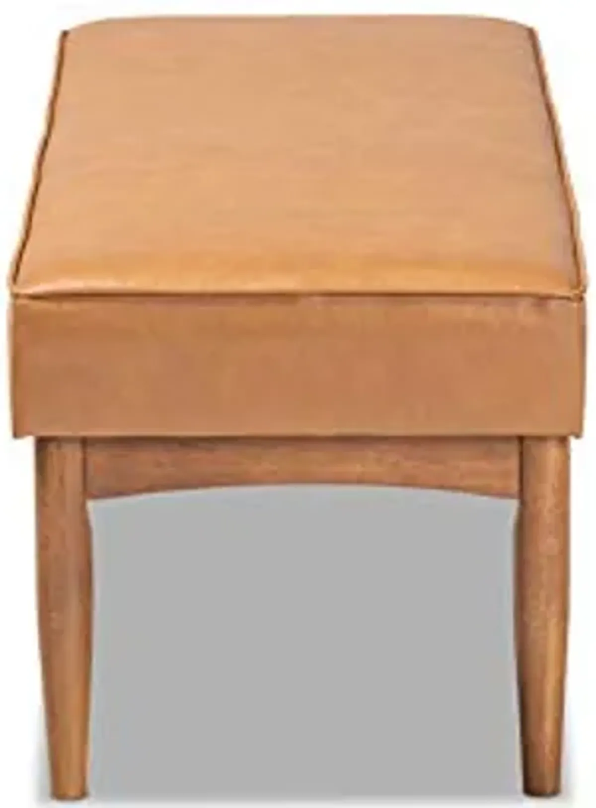 Baxton Studio Arvid Mid-Century Modern Tan Faux Leather Upholstered and Walnut Brown Finished Wood Dining Bench