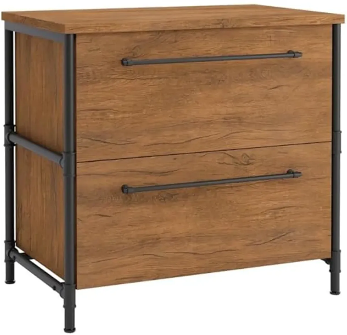 Sauder Iron City Lateral File, Checked Oak Finish