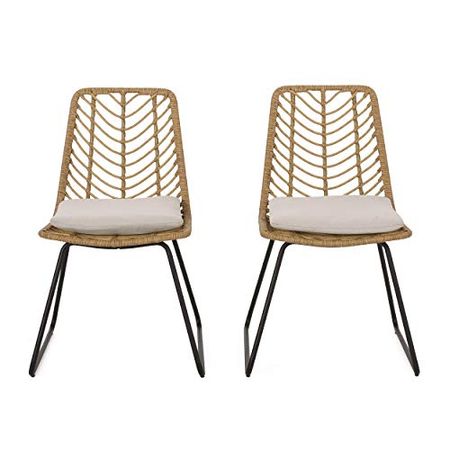 Christopher Knight Home Berrien Outdoor Wicker Chairs, Beige + Light Brown + Black