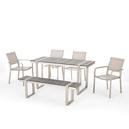 Christopher Knight Home Otero Dining Sets, Gray + Silver