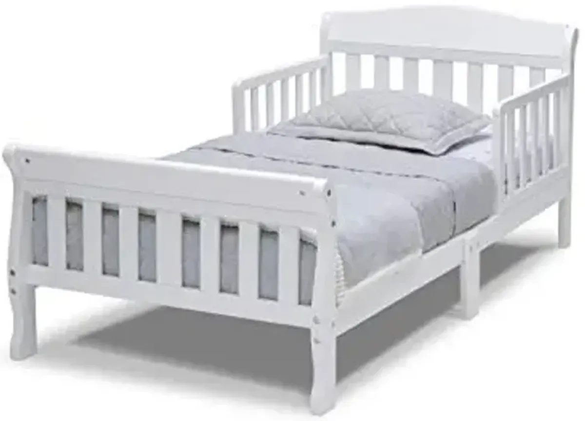 Delta Children Canton Toddler Bed, White, Full Size - Waterproof Vinyl Cover for Easy Cleaning