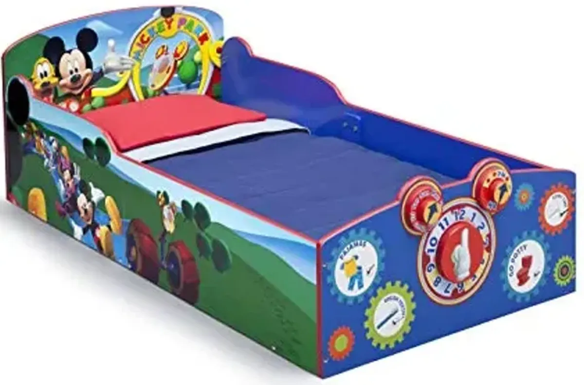 Delta Children Interactive Wood Toddler Bed, Disney Mickey Mouse + Serta Perfect Slumber Dual Sided Recycled Fiber Core Toddler Mattress (Bundle)