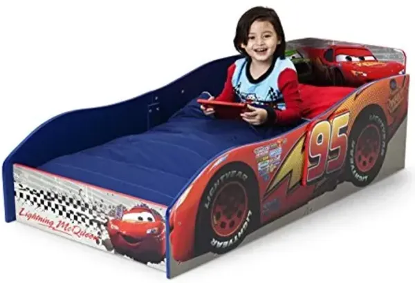 Delta Children Disney/Pixar Cars Wood Toddler Bed + Serta Perfect Slumber Dual Sided Recycled Fiber Core Crib and Toddler Mattress (Bundle)