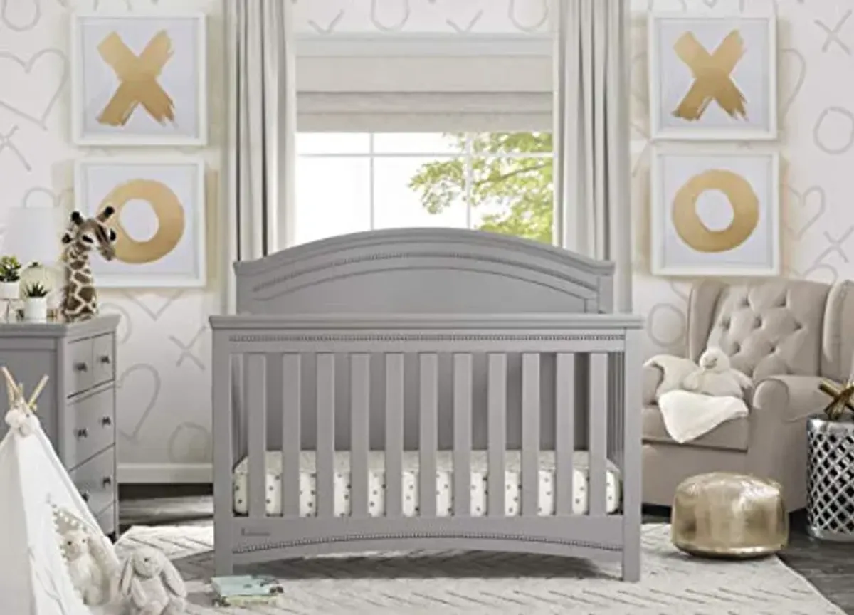 Simmons Kids SlumberTime Emma Convertible Crib N More, Grey + Serta Perfect Slumber Dual Sided Recycled Fiber Core Crib and Toddler Mattress (Bundle)