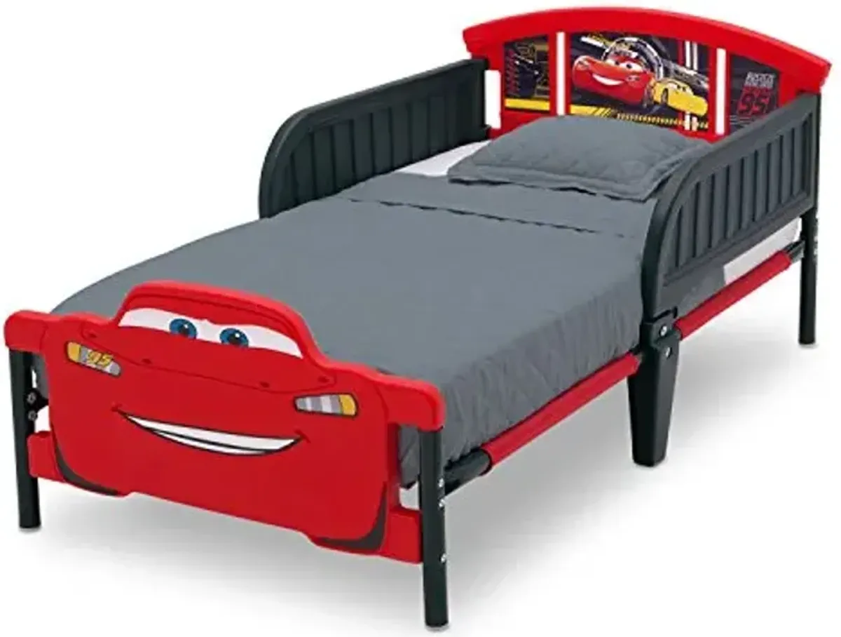 Delta Children 3D-Footboard Toddler Bed, Disney/Pixar Cars 3 + Delta Children Twinkle Galaxy Dual Sided Recycled Fiber Core Toddler Mattress (Bundle)