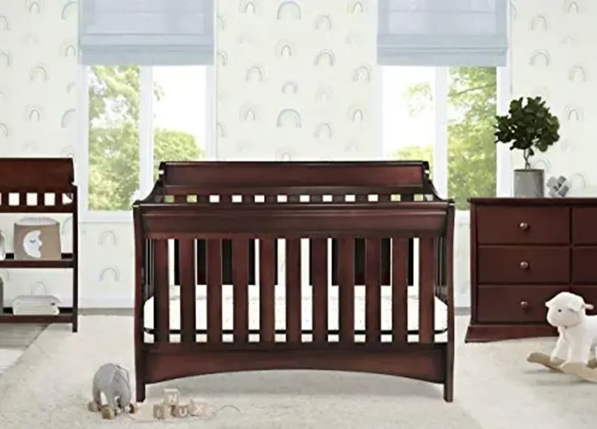 Delta Children Bentley S Series 4-in-1 Crib, Black Cherry Espresso + Serta Perfect Slumber Dual Sided Recycled Fiber Core Crib and Toddler Mattress (Bundle)