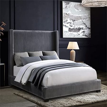 Lexicon Corbin Upholstered Sleigh Bed, Full, Gray