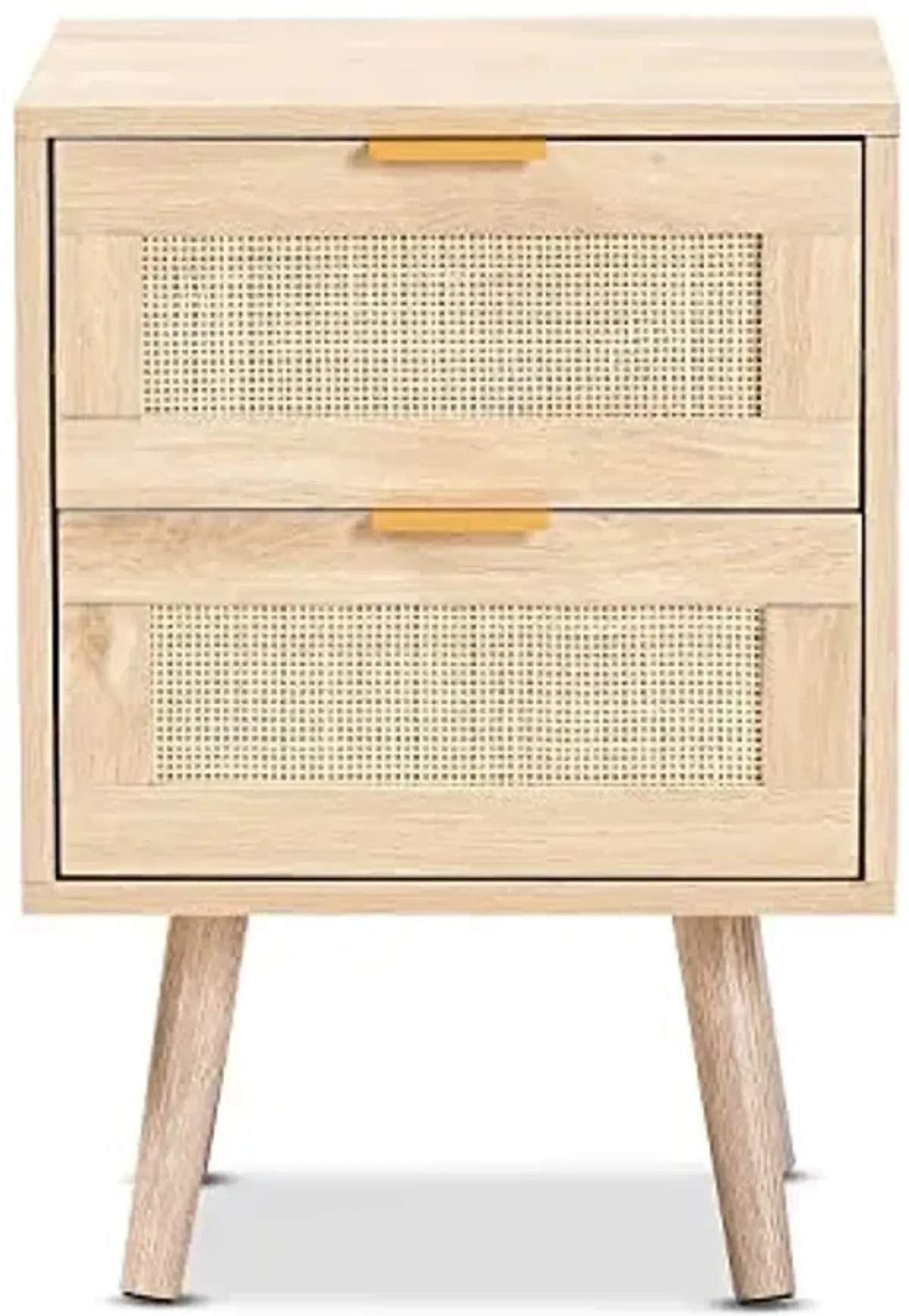 Baxton Studio Baird 21.7-inch High 2-Drawer Nightstand, Oak Brown