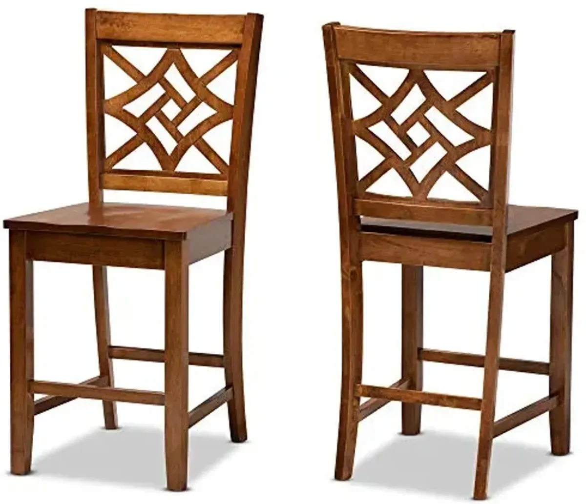 Baxton Studio Nicolette Modern and Contemporary Transitional Walnut Brown Finished Wood 2-Piece Counter Stool Set
