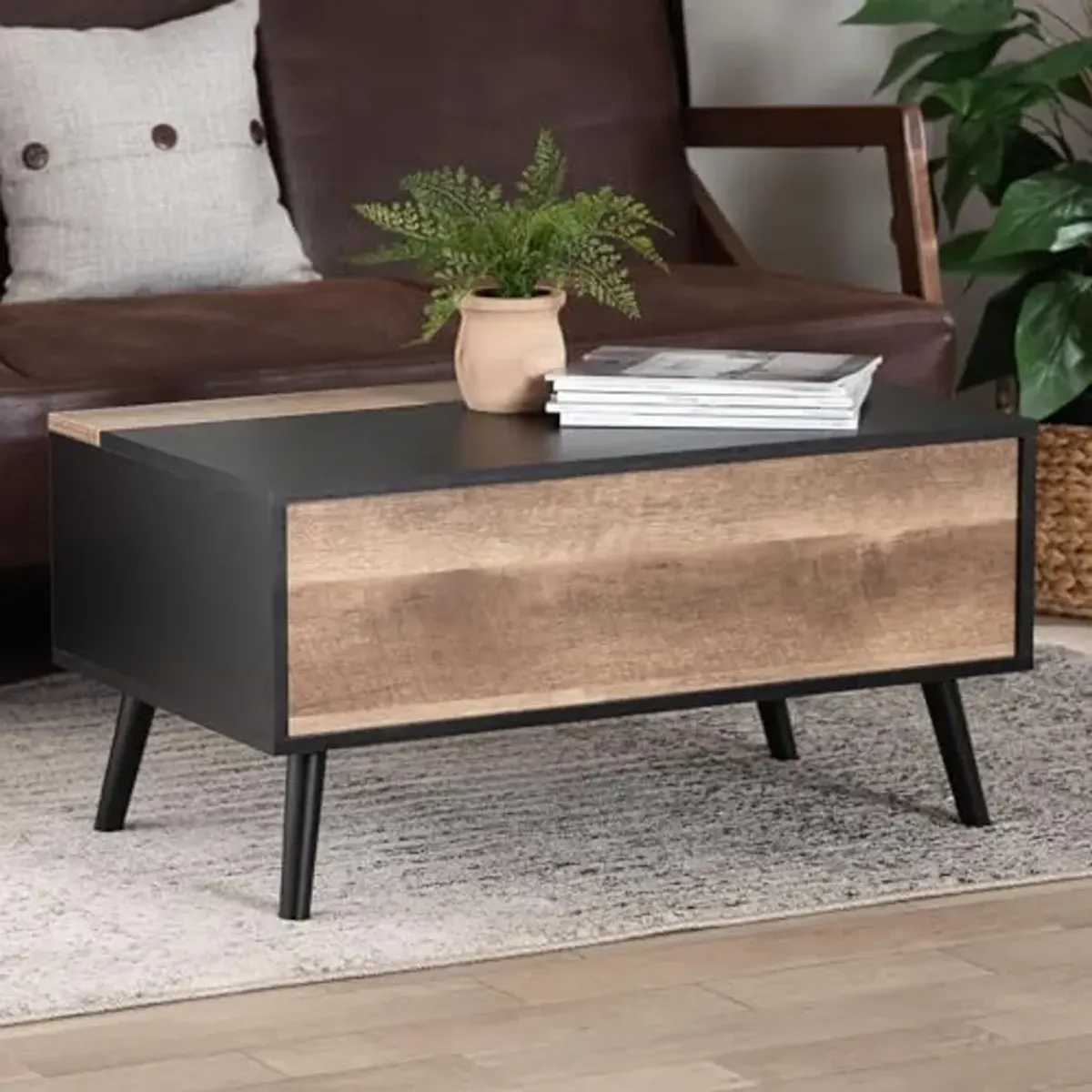 Baxton Studio Jensen Coffee Table, Black/Brown