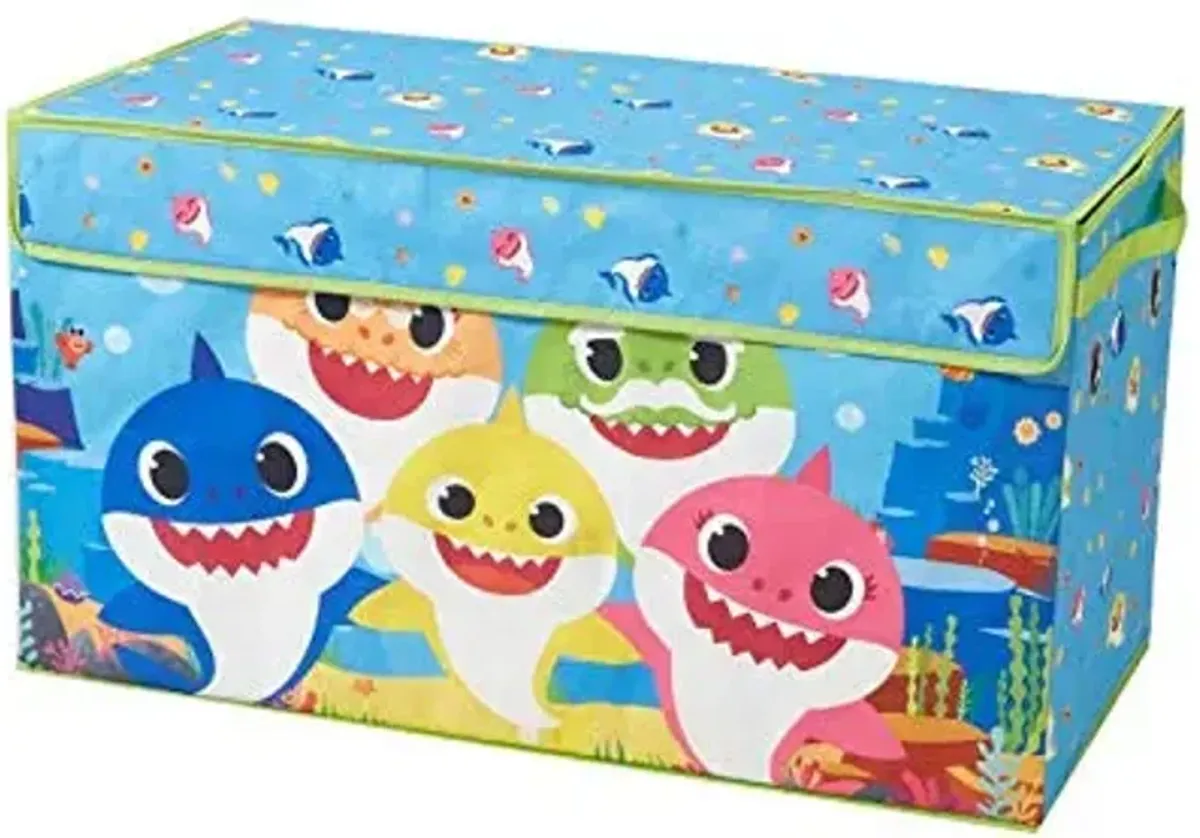 Idea Nuova Baby Shark Collapsible Toy Storage Trunk with Lid, Durable Kids Organizer for Bedroom & Playroom