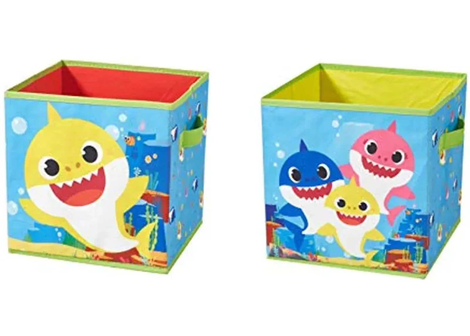 Idea Nuova Baby Shark Durable Storage Cubes - Set of 2 with Handles, Perfect for Kids' Organization