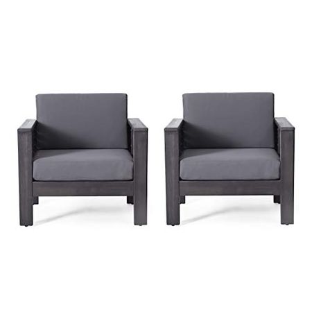 Christopher Knight Home Louver Club Chairs, Dark Gray