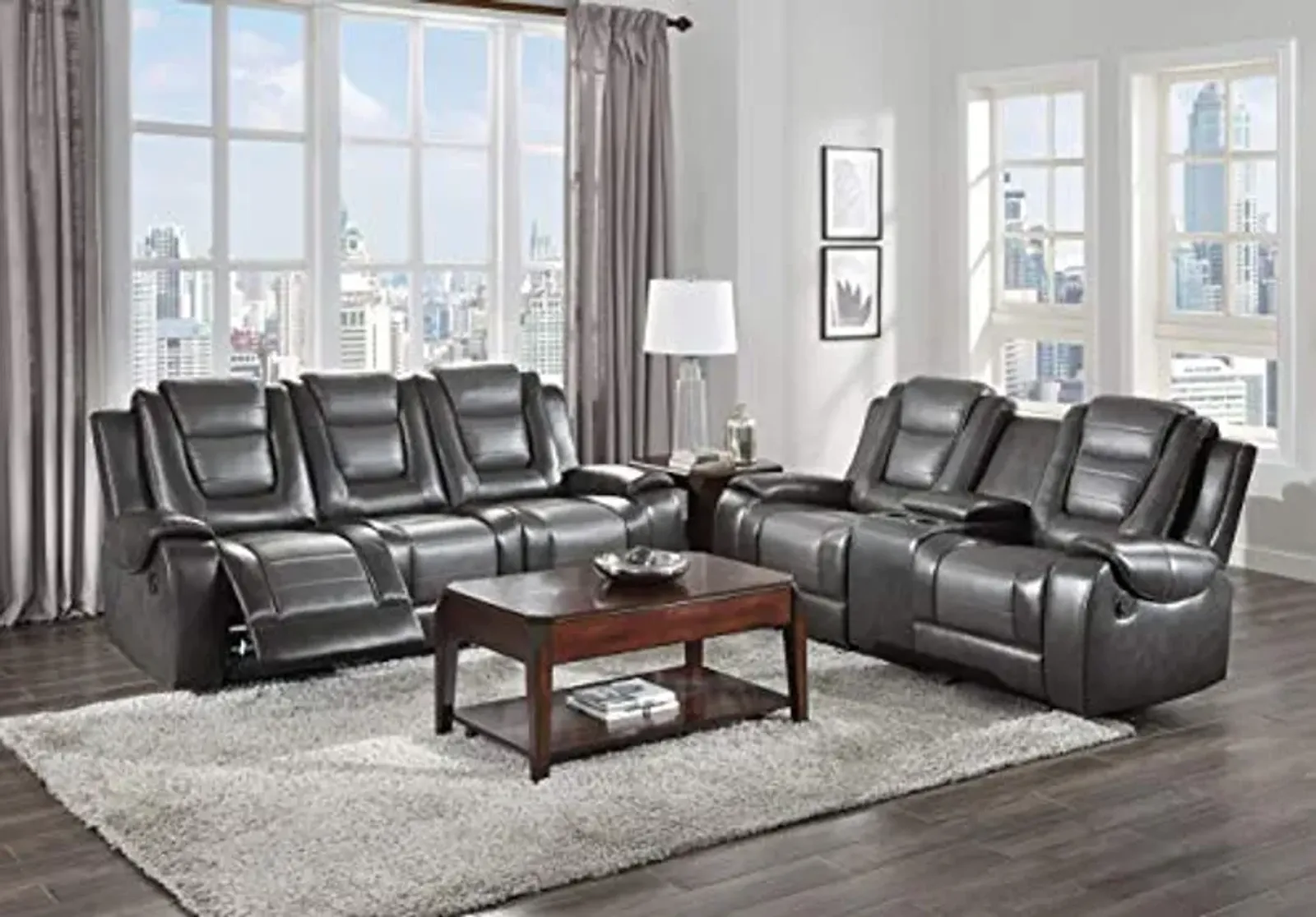 Lexicon Matteo 2-Piece Reclining Living Room Set, Two-Tone Gray