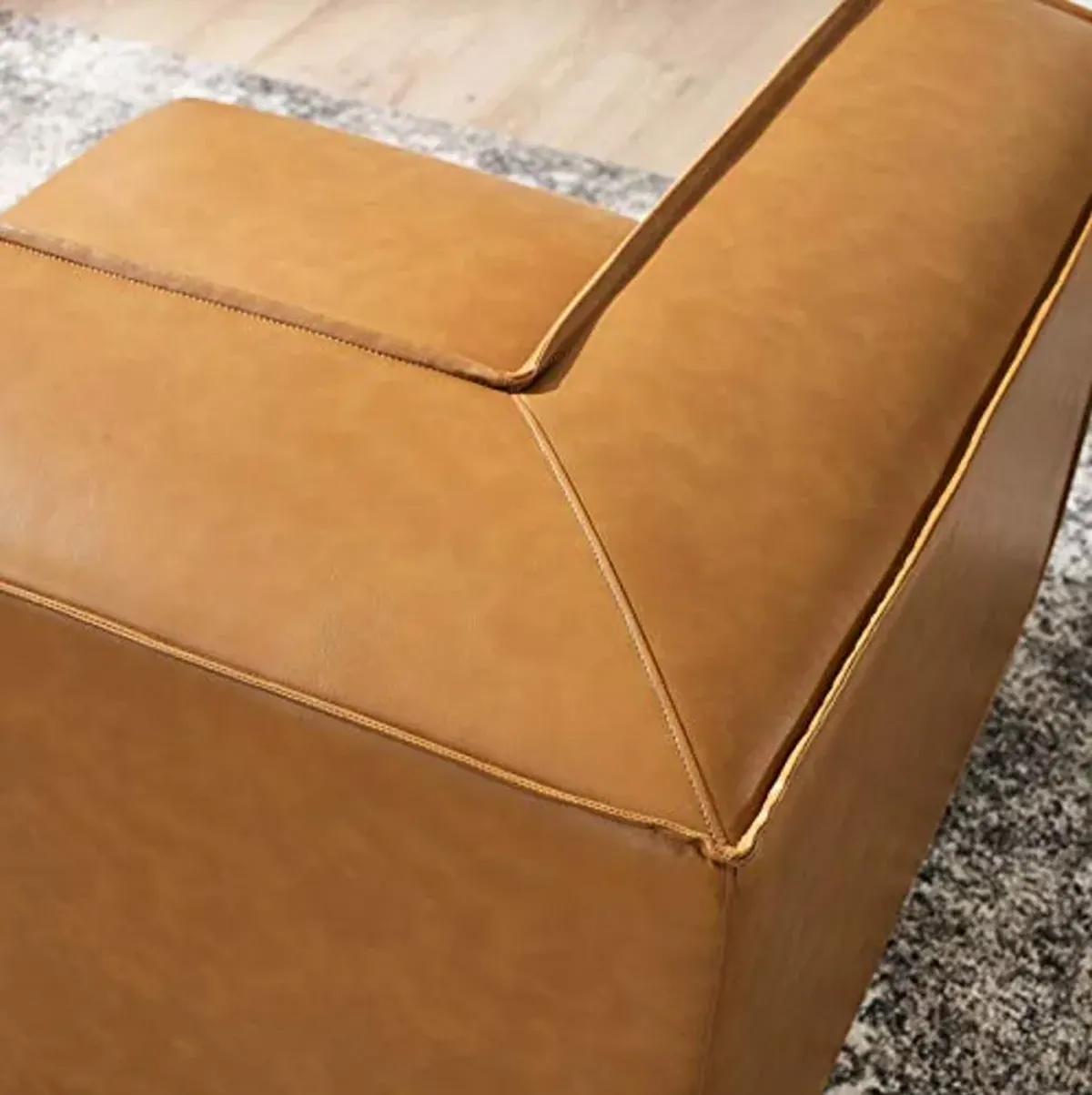 Modway Restore Vegan Leather Sectional Sofa Corner Chair in Tan