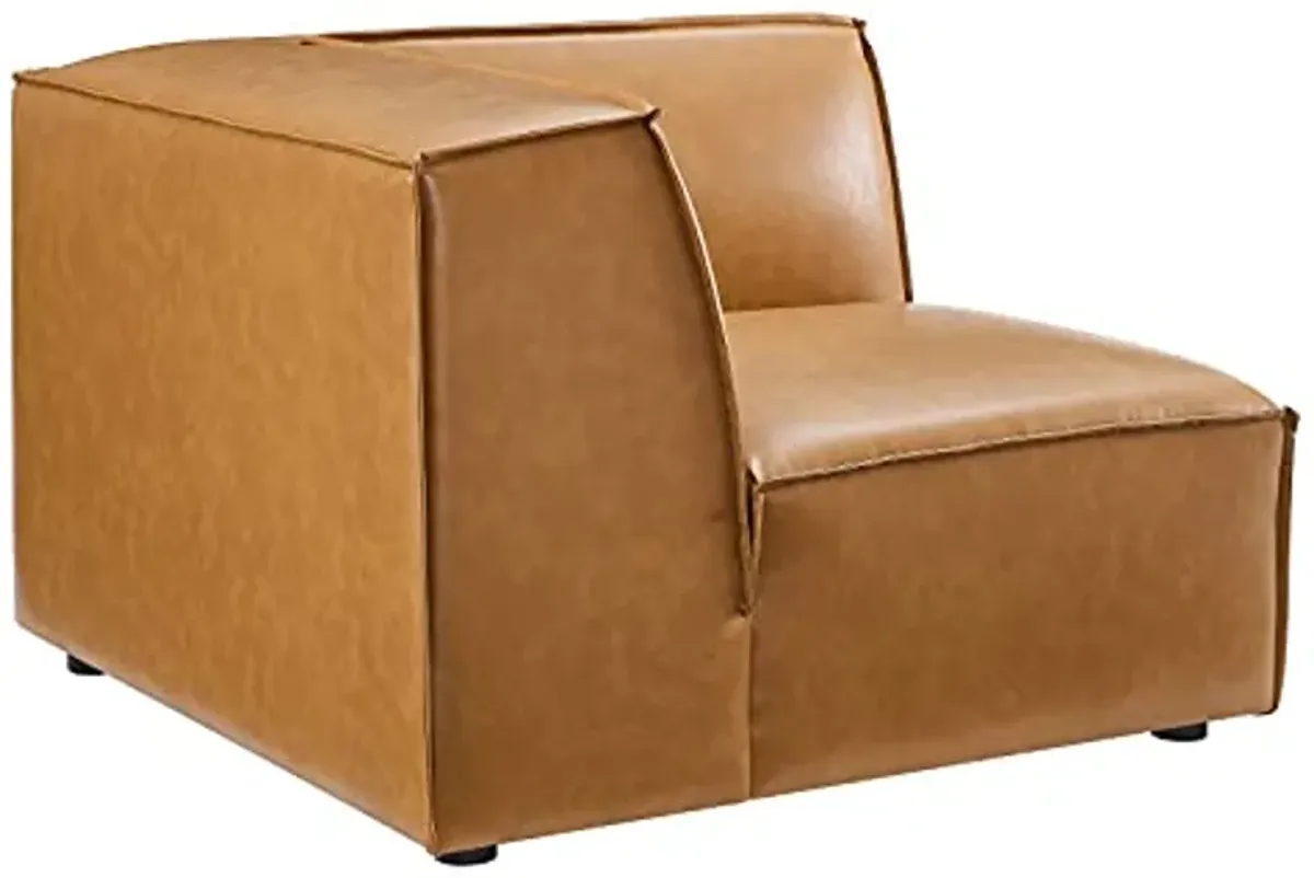 Modway Restore Vegan Leather Sectional Sofa Corner Chair in Tan