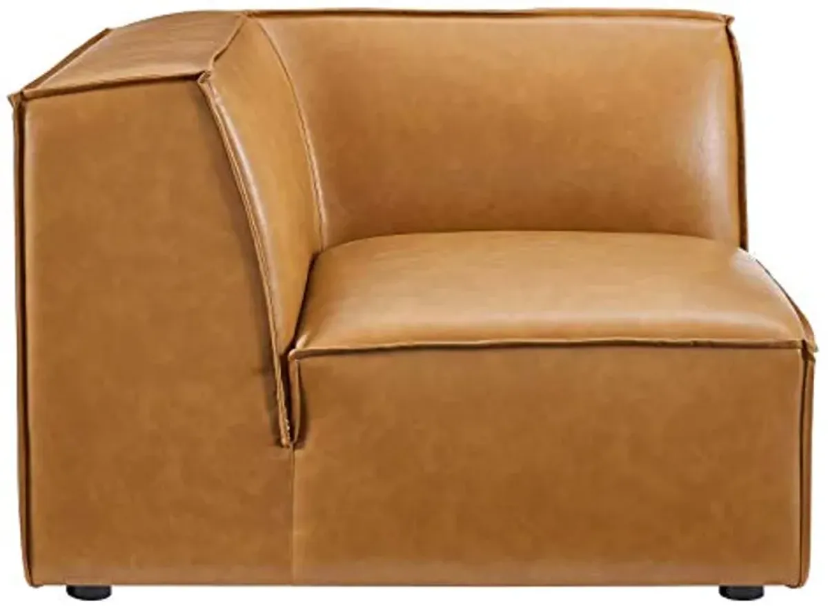 Modway Restore Vegan Leather Sectional Sofa Corner Chair in Tan