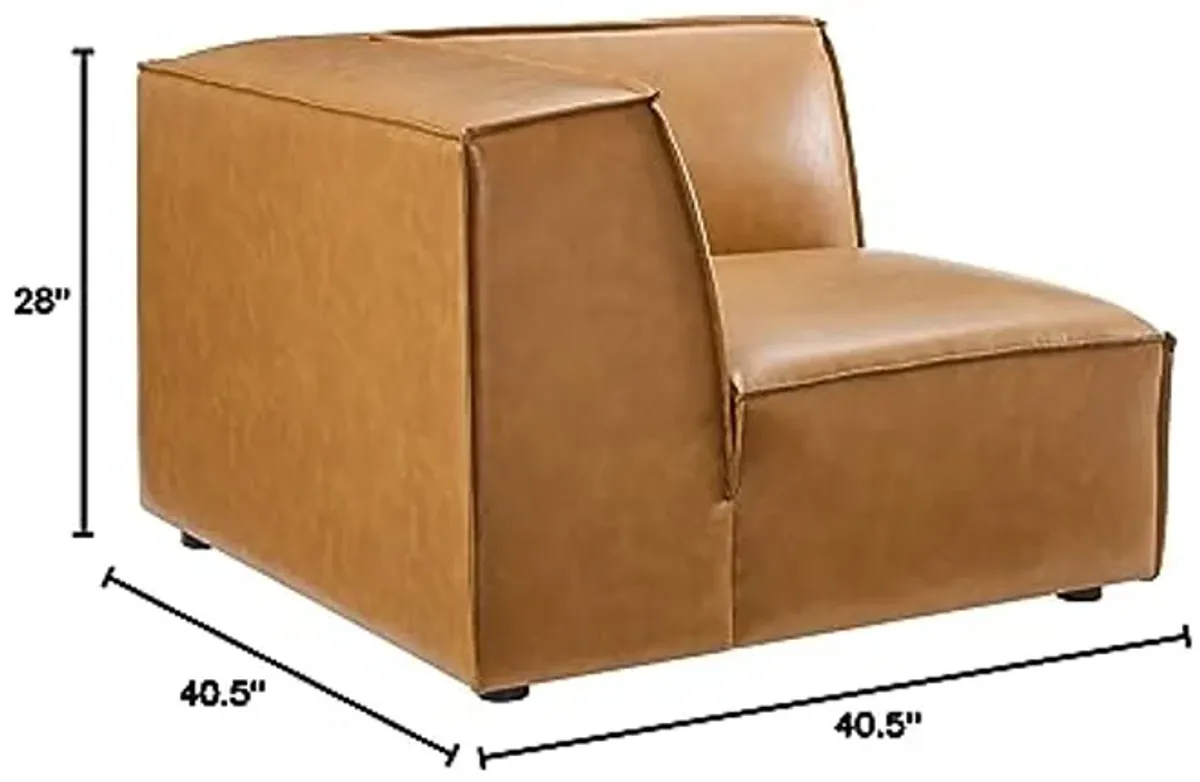 Modway Restore Vegan Leather Sectional Sofa Corner Chair in Tan