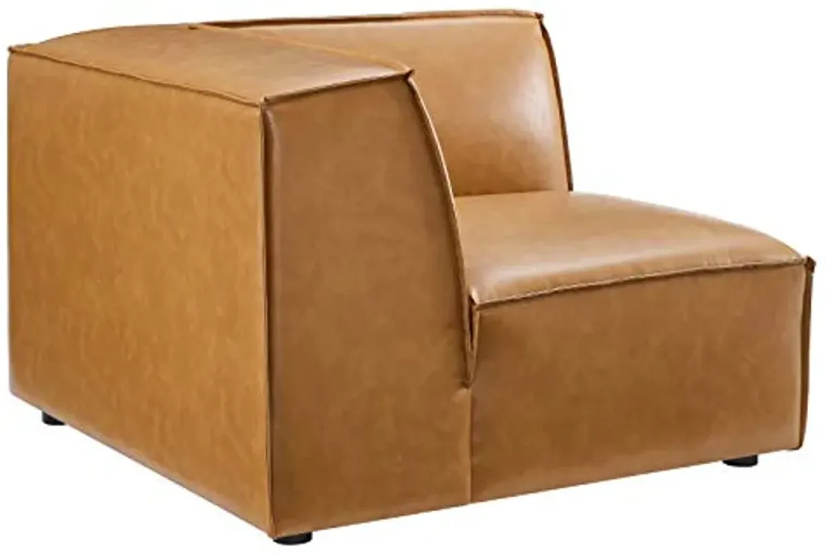 Modway Restore Vegan Leather Sectional Sofa Corner Chair in Tan