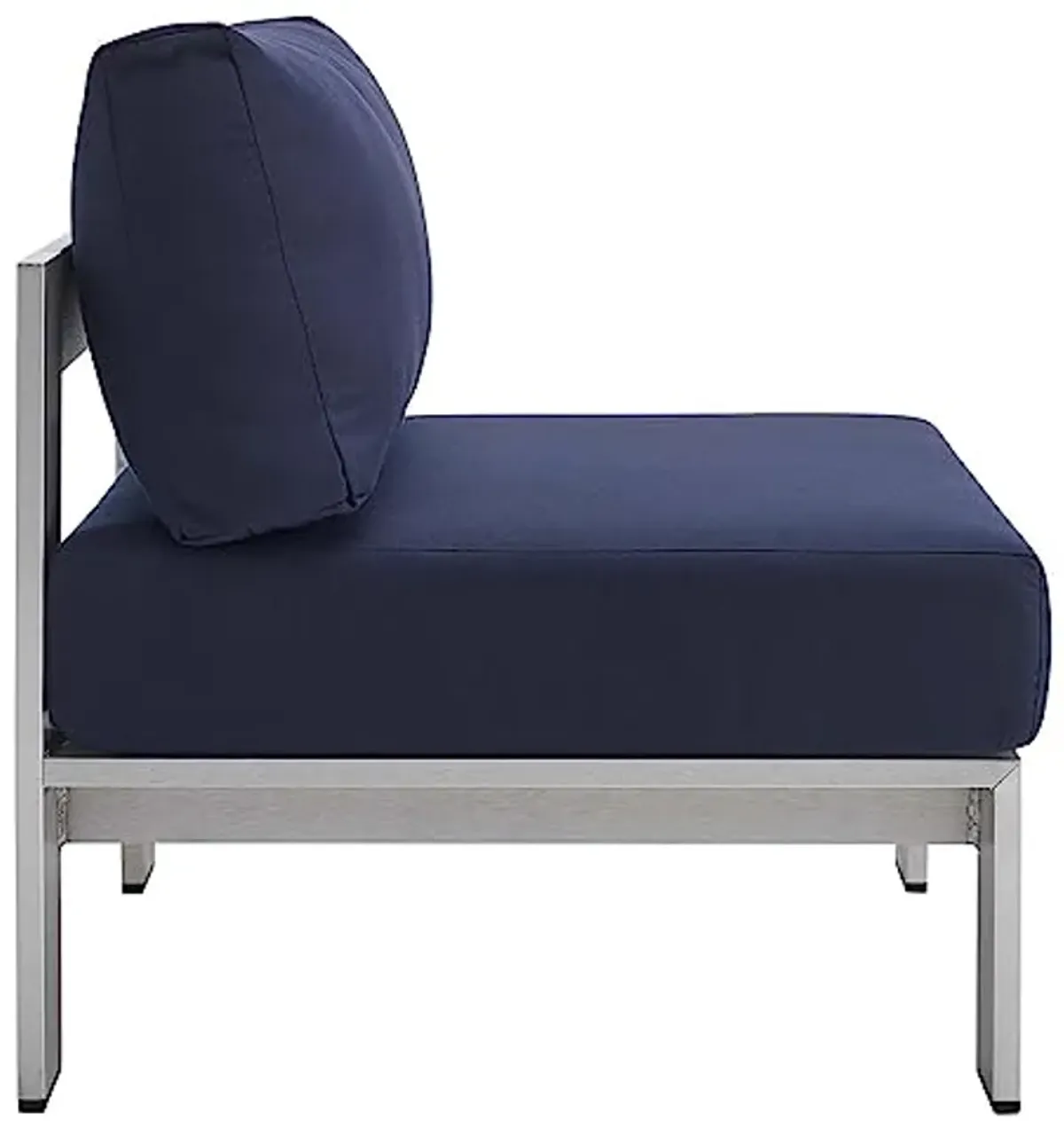 Modway EEI-4227-SLV-NAV Shore SunbrellaPatio Chair in Silver Navy 27.5 x 25 x 23.5