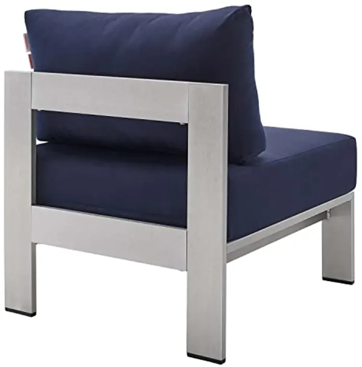 Modway EEI-4227-SLV-NAV Shore SunbrellaPatio Chair in Silver Navy 27.5 x 25 x 23.5