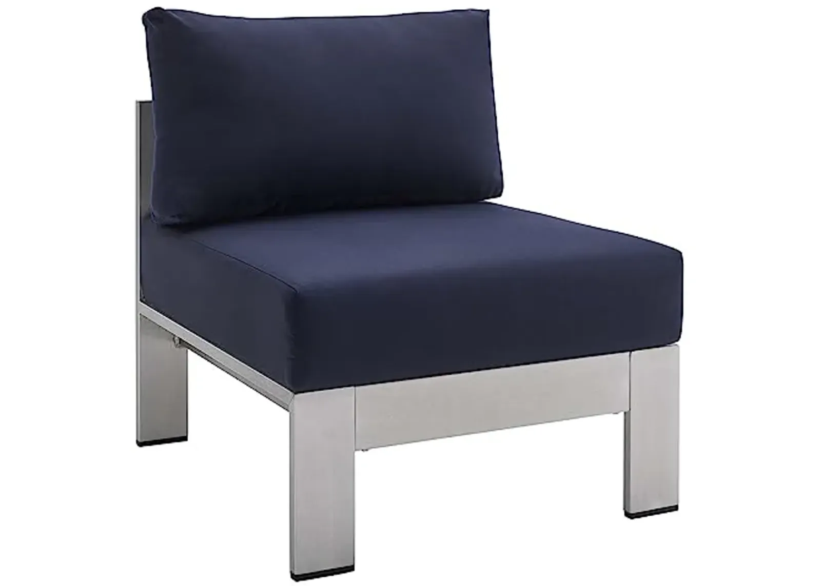 Modway EEI-4227-SLV-NAV Shore SunbrellaPatio Chair in Silver Navy 27.5 x 25 x 23.5