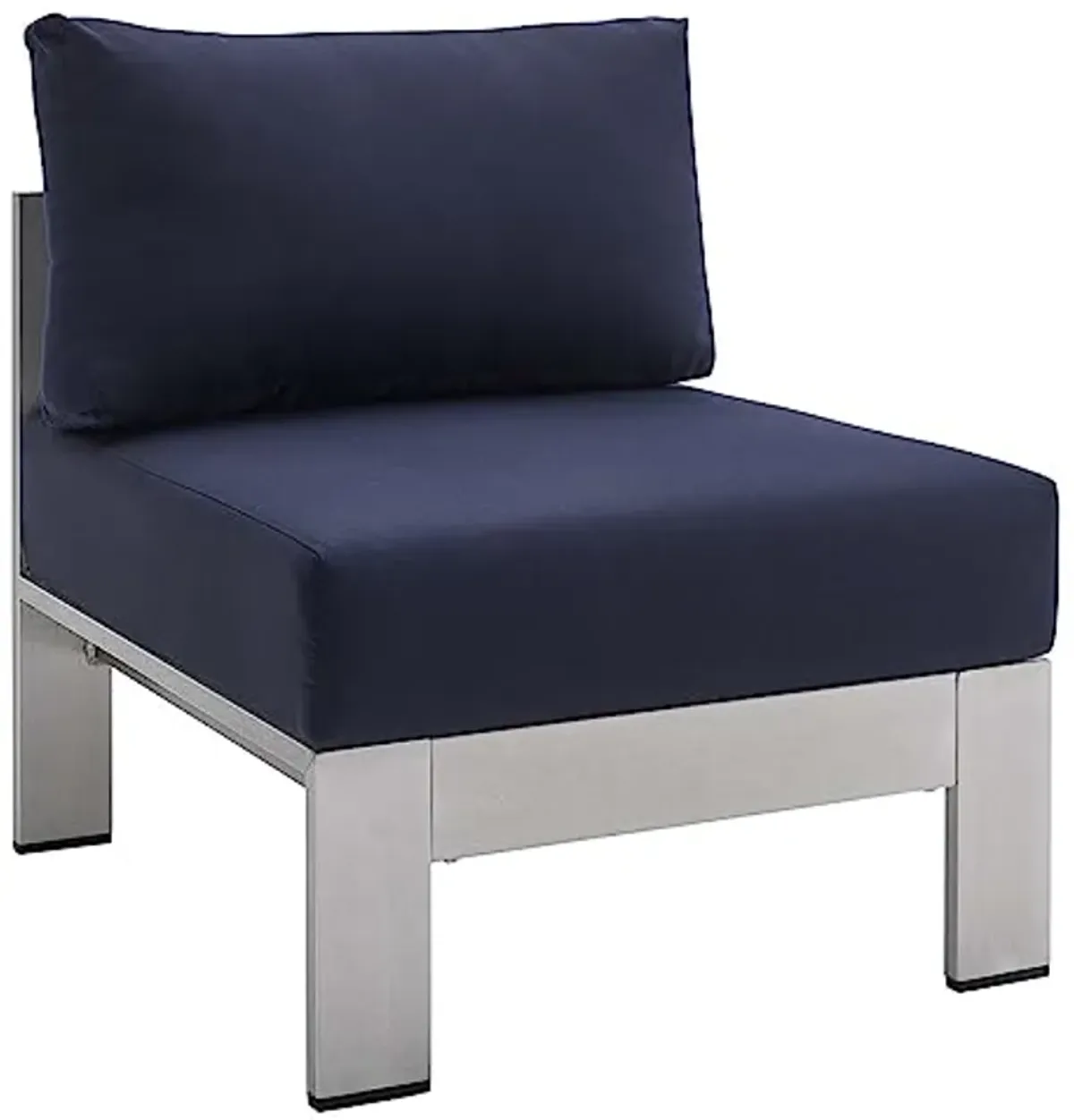 Modway EEI-4227-SLV-NAV Shore SunbrellaPatio Chair in Silver Navy 27.5 x 25 x 23.5