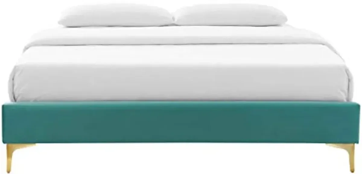 Modway MOD-6275-TEA Sutton Queen Performance Velvet Bed Frame, Teal