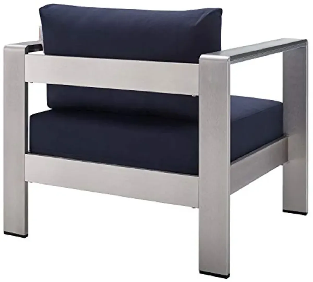 Modway EEI-4225-SLV-NAV Shore EEI-4225-SLV-NAVShore Sunbrella Patio Armchair in Silver Navy