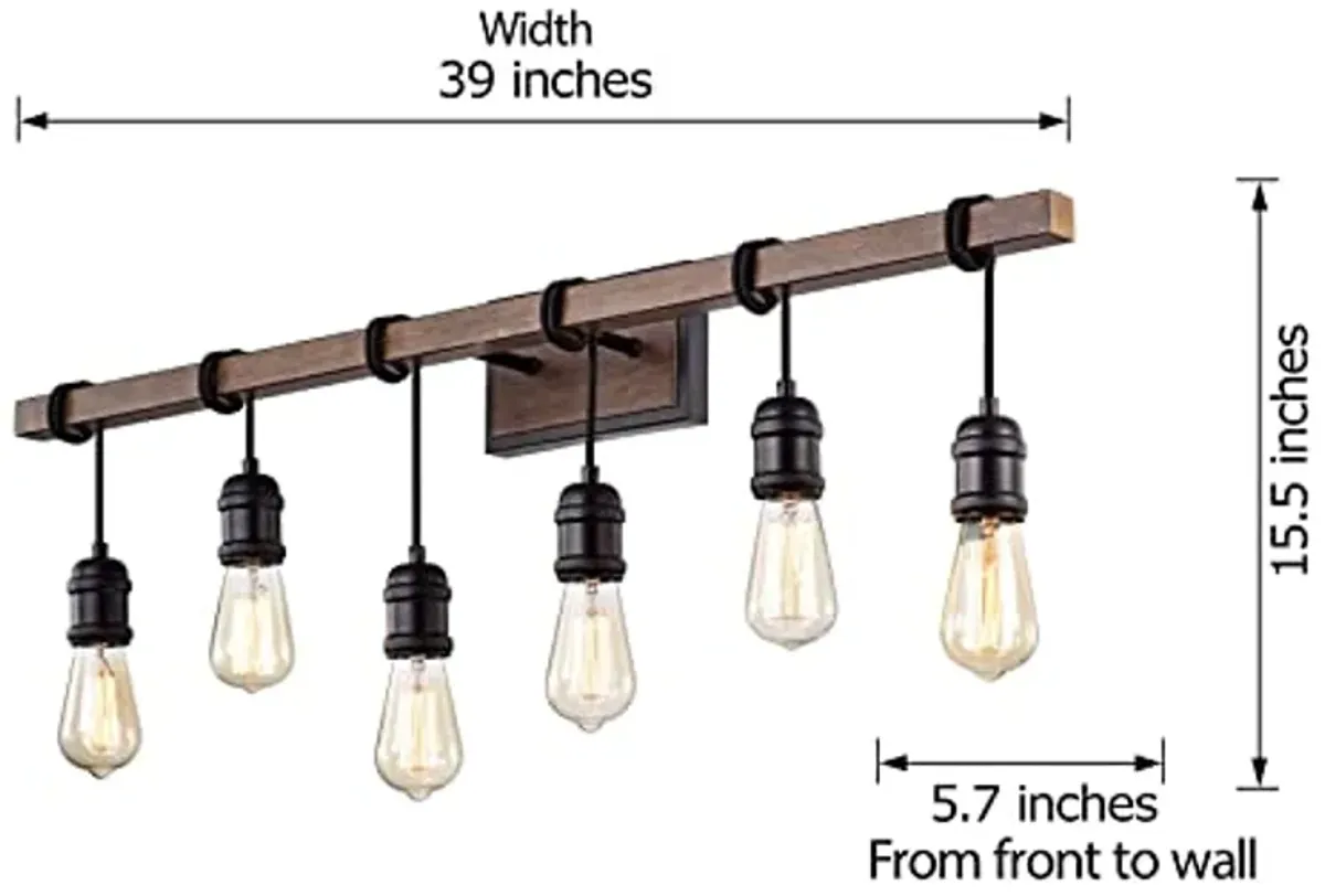 Jojospring 6-Light Antique Black and Faux Wood Grain Finish Wall Sconce LJ-3856-NXD