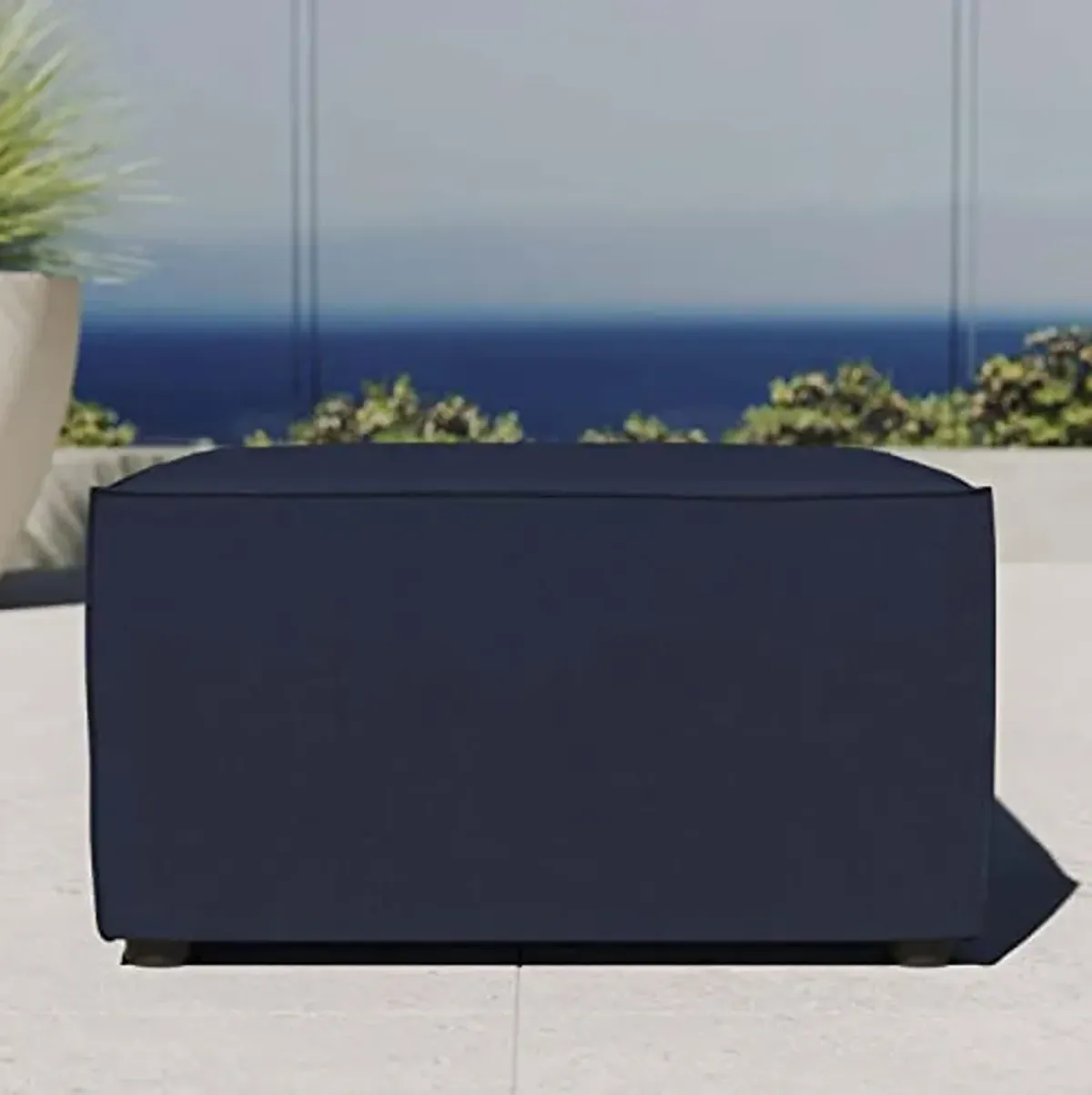 Modway EEI-4211-NAV Saybrook Outdoor Patio Upholstered Sectional Ottoman, Navy