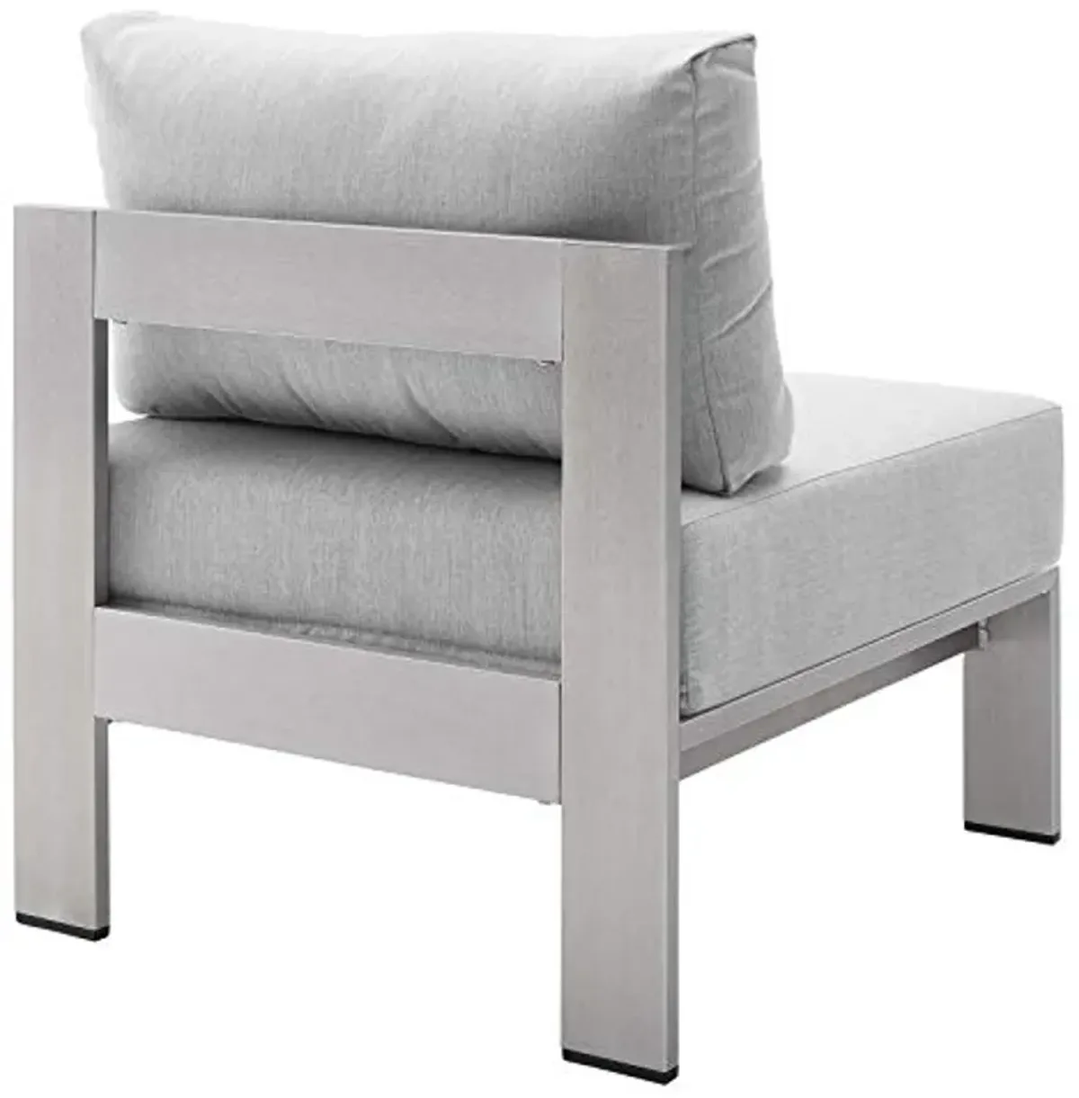 Modway Shore Sunbrella® Fabric Aluminum Outdoor Patio Armless Chair in Silver Gray