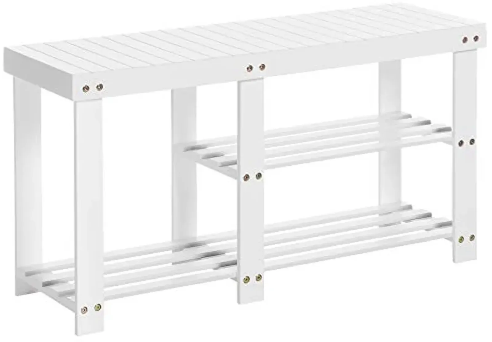 SONGMICS Bamboo Shoe Bench, Shoe Rack for Boots, Entryway Storage Organizer, 3-Tier Shoe Shelf, for Hallway, Bathroom, Living Room, Corridor, White ULBS006W01, 11.2 x 33.8 x 17.8 Inches