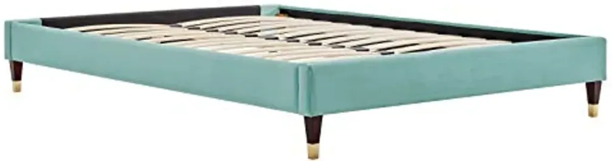 Modway MOD-6269-MIN Harlow Full Performance Velvet Platform Bed Frame, Mint