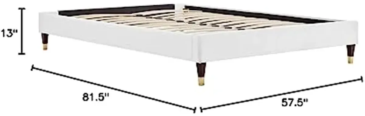 Modway MOD-6269-WHI Harlow Full Performance Velvet Platform Bed Frame, White