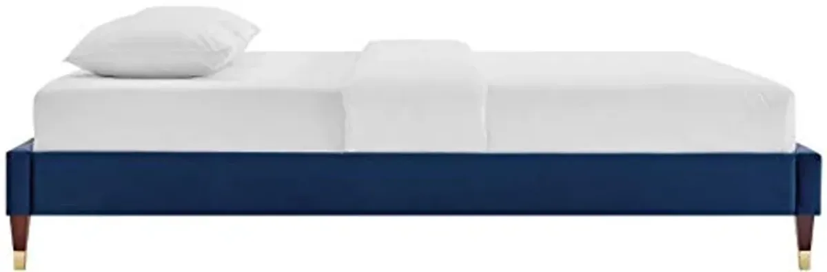 Modway MOD-6270-NAV Harlow Queen Performance Velvet Platform Bed Frame, Navy