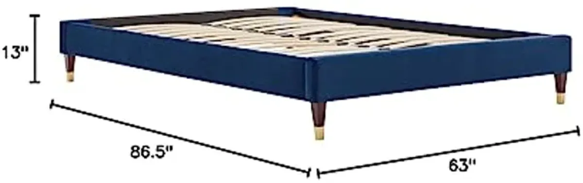 Modway MOD-6270-NAV Harlow Queen Performance Velvet Platform Bed Frame, Navy