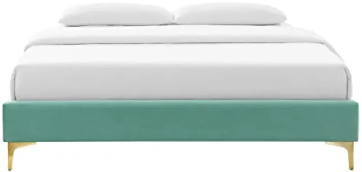 Modway MOD-6307-MIN Sutton King Performance Velvet Bed Frame, Mint