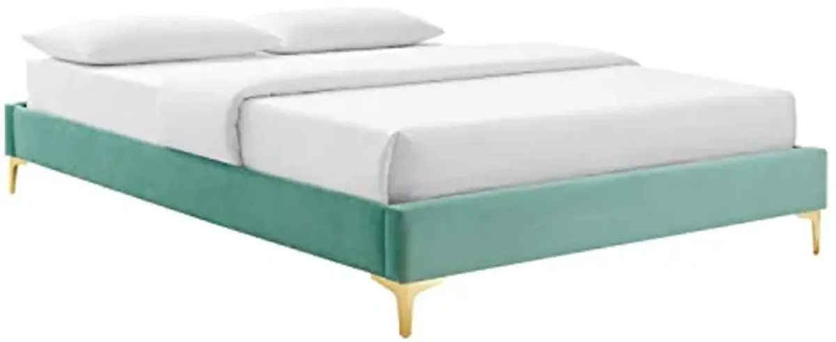 Modway MOD-6307-MIN Sutton King Performance Velvet Bed Frame, Mint