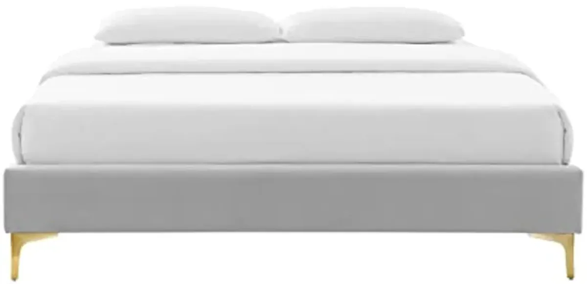 Modway MOD-6305-LGR Sutton Twin Performance Velvet Bed Frame, Light Gray