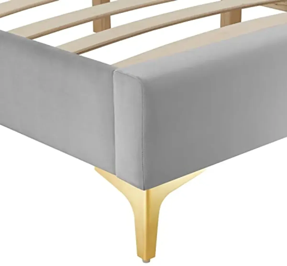 Modway MOD-6305-LGR Sutton Twin Performance Velvet Bed Frame, Light Gray