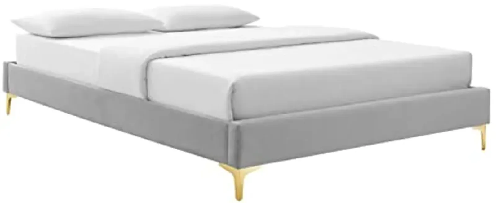 Modway MOD-6305-LGR Sutton Twin Performance Velvet Bed Frame, Light Gray